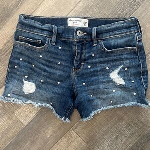 Abercrombie & Fitch Dark Blue Studded Denim Shorts